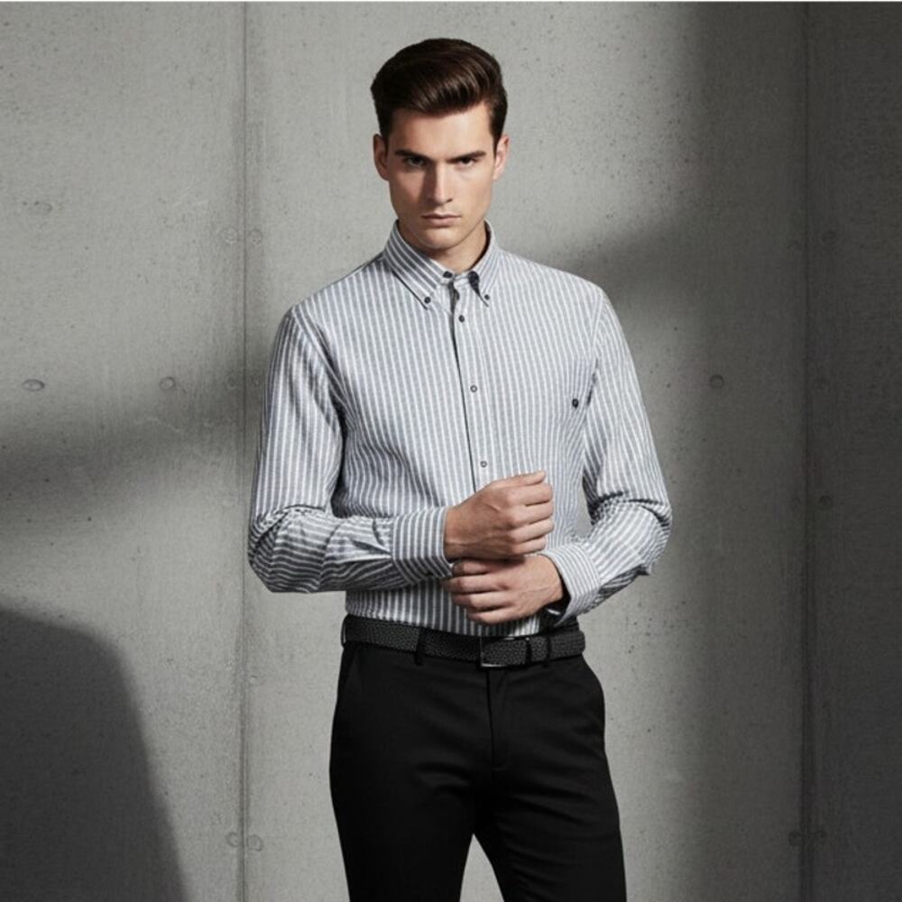Alexander McQueen Men's Skull logo French cuff Dress shirt Striped